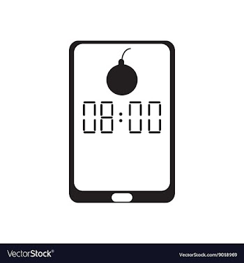 Flat icon in black and white smartphone alarm vector image