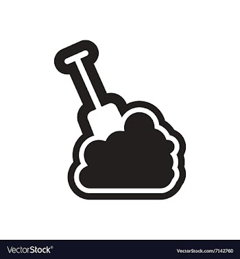 Flat icon in black and white snow shovel vector image