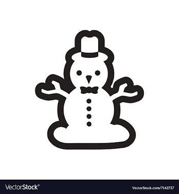 Flat icon in black and white snowman vector image
