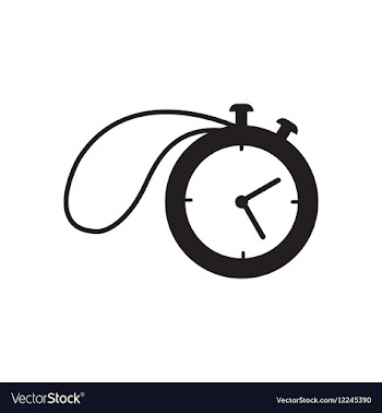 Flat icon in black and white stopwatch vector image