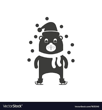 Flat icon in black and white style bear skates vector image