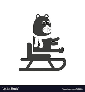 Flat icon in black and white style Bear sledge vector image