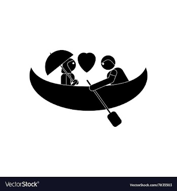 Flat icon in black and white style boy girl Boat vector image