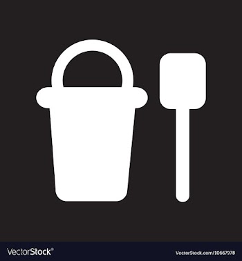 Flat icon in black and white style bucket shovel vector image