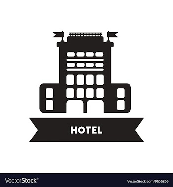 Flat icon in black and white style building hotel vector image