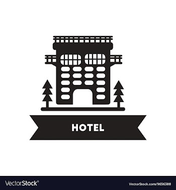 Flat icon in black and white style building hotel vector image