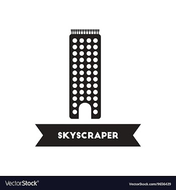 Flat icon in black and white style building vector image