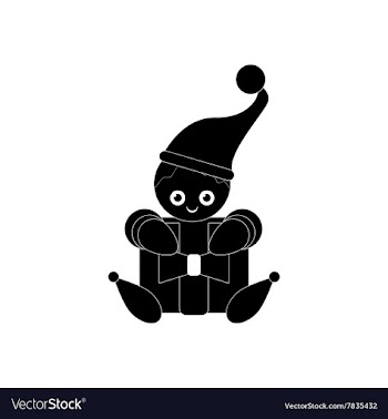 Flat icon in black and white style Christmas elf vector image