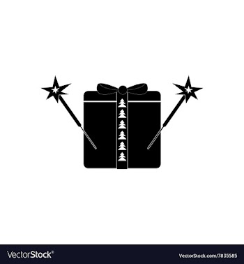 Flat icon in black and white style Christmas gift vector image