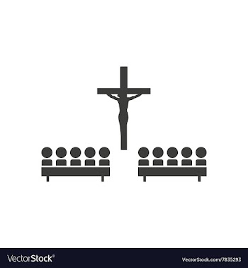 Flat icon in black and white style church people vector image