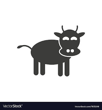 Flat icon in black and white style cow vector image