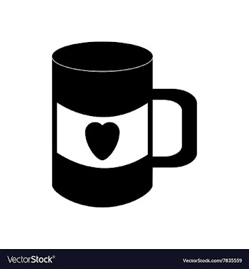 Flat icon in black and white style cup heart vector image