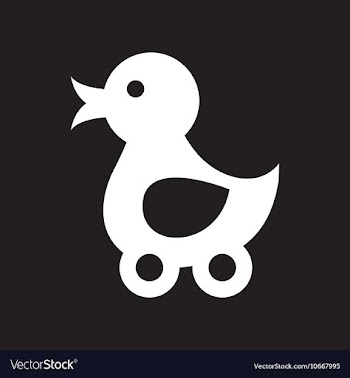 Flat icon in black and white style duck toy vector image