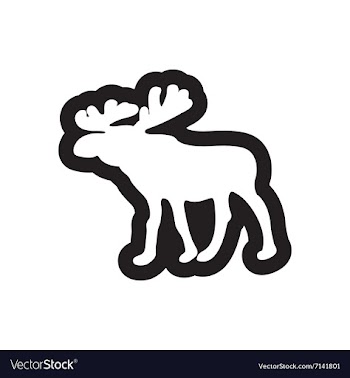 Flat icon in black and white style Elk vector image