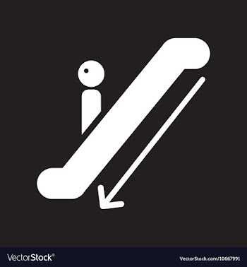 Flat icon in black and white style escalator down vector image
