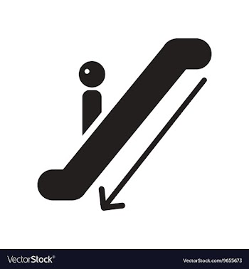 Flat icon in black and white style escalator down vector image