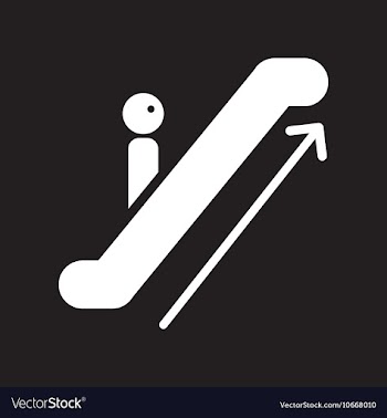 Flat icon in black and white style escalator up vector image