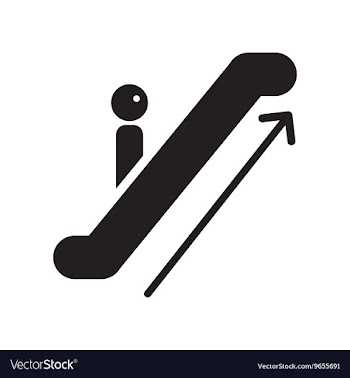 Flat icon in black and white style escalator up vector image