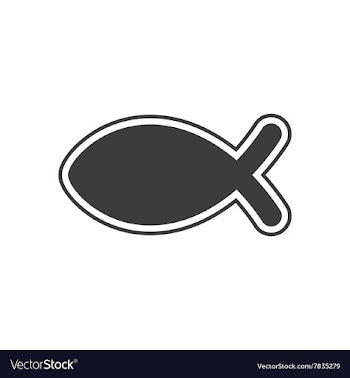 Flat icon in black and white style fish sign vector image