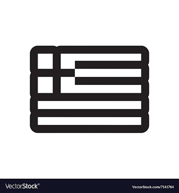 Flat icon in black and white style flag of Greece vector image