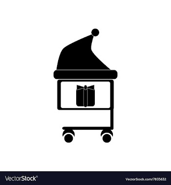 Flat icon in black and white style gift cart vector image