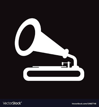 Flat icon in black and white style gramophone vector image