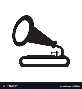 Flat icon in black and white style gramophone vector image