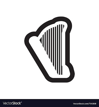 Flat icon in black and white style harp vector image