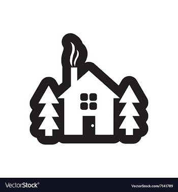 Flat icon in black and white style house forest vector image