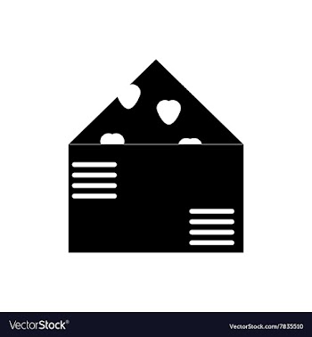 Flat icon in black and white style love letter vector image