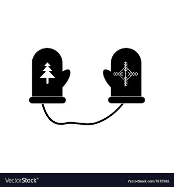 Flat icon in black and white style mittens vector image