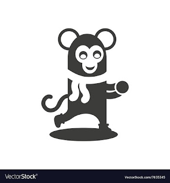 Flat icon in black and white style monkey vector image