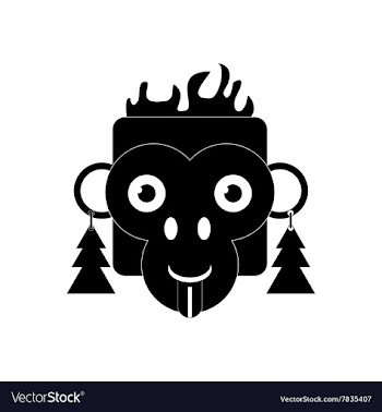 Flat icon in black and white style monkey vector image