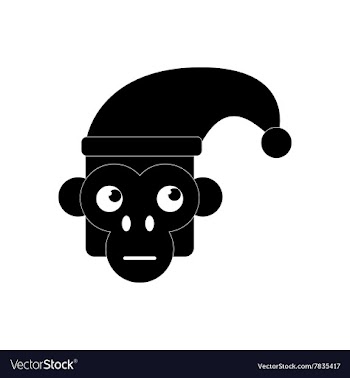 Flat icon in black and white style monkey vector image