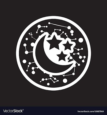 Flat icon in black and white style moon and stars vector image