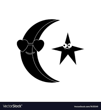 Flat icon in black and white style moon and stars vector image