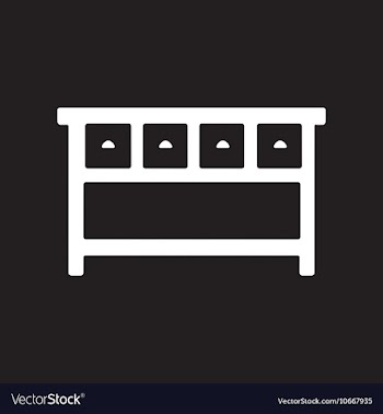 Flat icon in black and white style office desk vector image