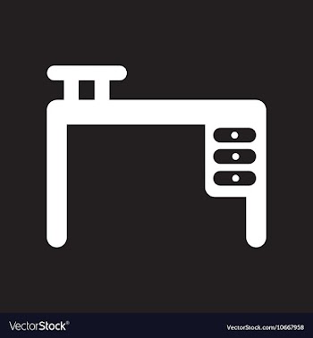 Flat icon in black and white style office desk vector image