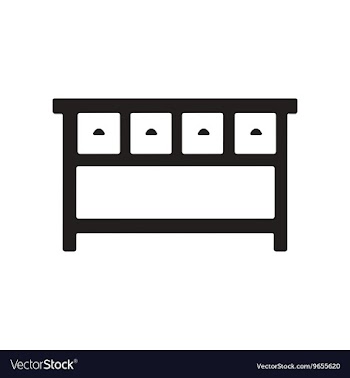 Flat icon in black and white style office desk vector image