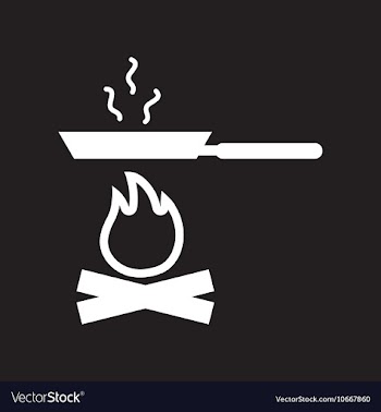 Flat icon in black and white style Pan with fire vector image
