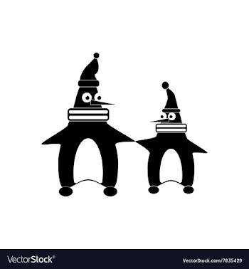 Flat icon in black and white style penguins vector image