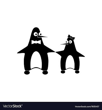 Flat icon in black and white style penguins vector image