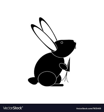 Flat icon in black and white style rabbit vector image