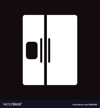 Flat icon in black and white style refrigerator vector image