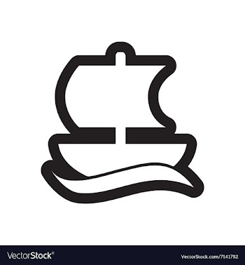 Flat icon in black and white style sailing ship vector image
