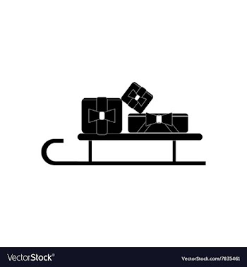 Flat icon in black and white style sled gifts vector image