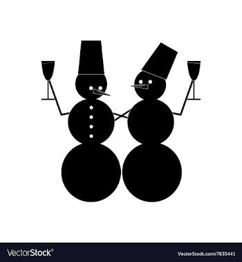 Flat icon in black and white style snowman vector image