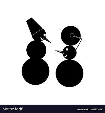 Flat icon in black and white style snowman vector image