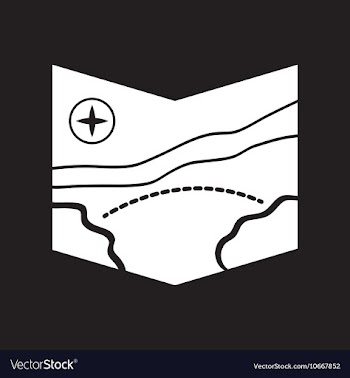 Flat icon in black and white style tourist map vector image