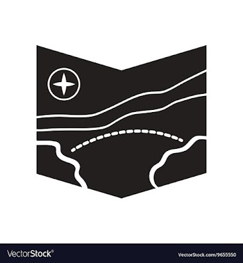 Flat icon in black and white style tourist map vector image